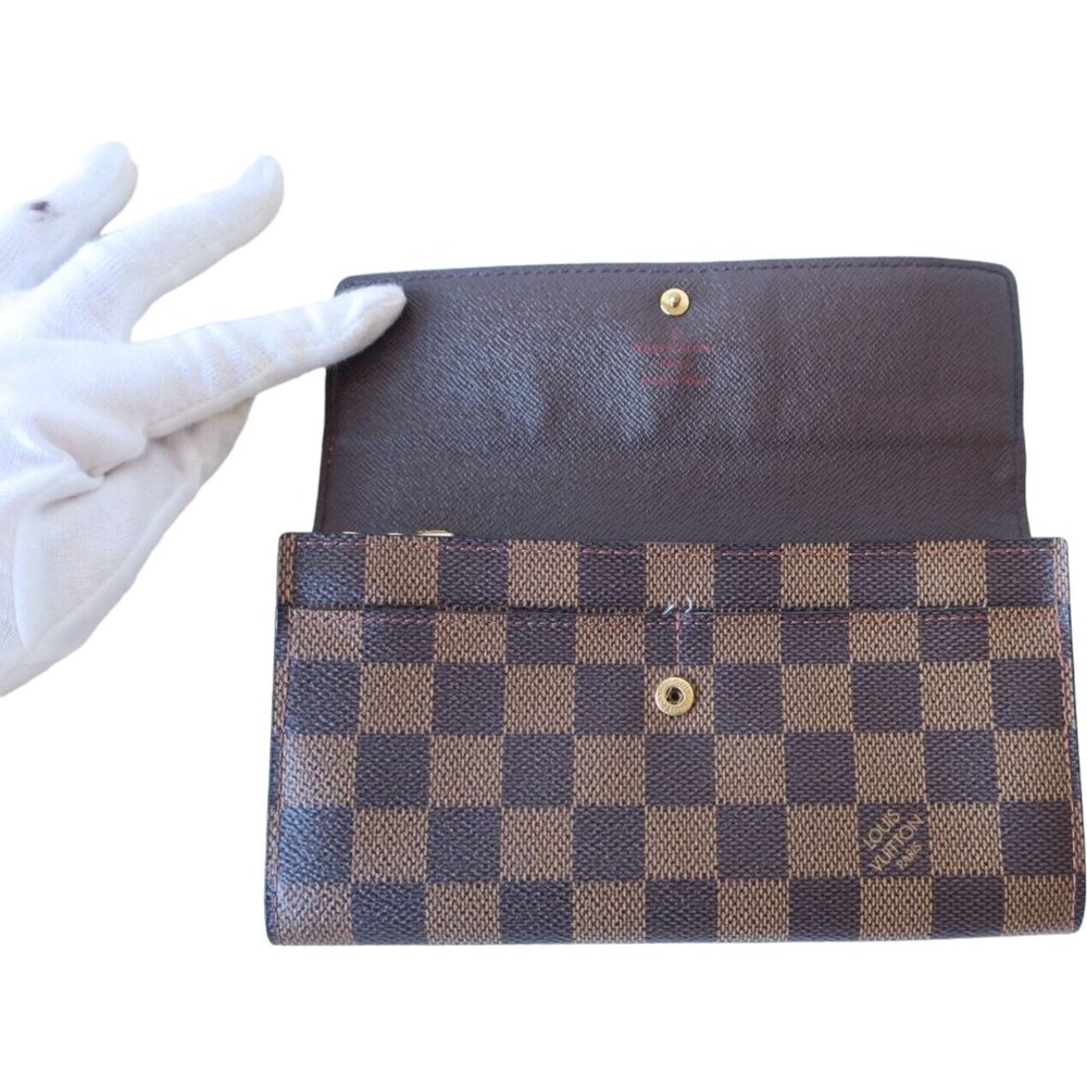 424169F V Louis Vuitton Wallet Long Sarah Brown Ebene Damier - Picture 8 of 9